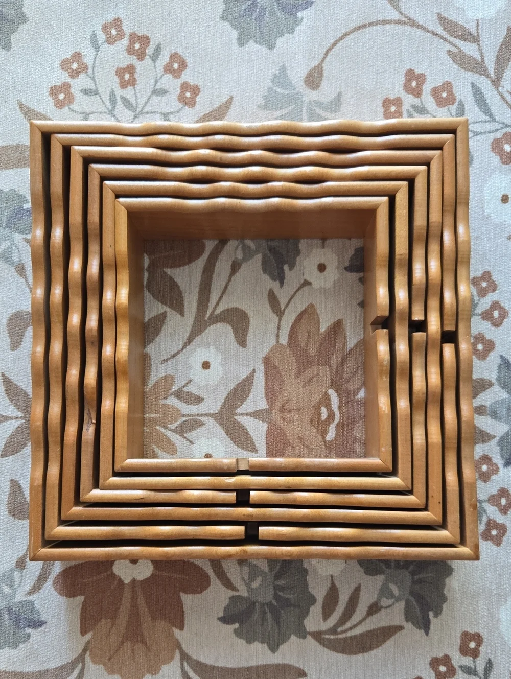 6 Mid Century Modern Interlocking Wooden Shadow Box Shelves. Made In Japan